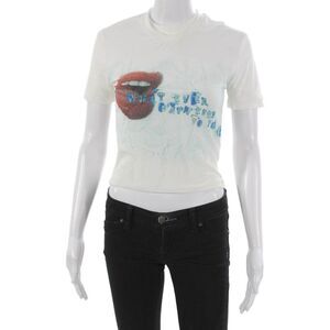 Christopher Esber Women Cropped T Shirt White Crew Neck Short Sleeve Size 8